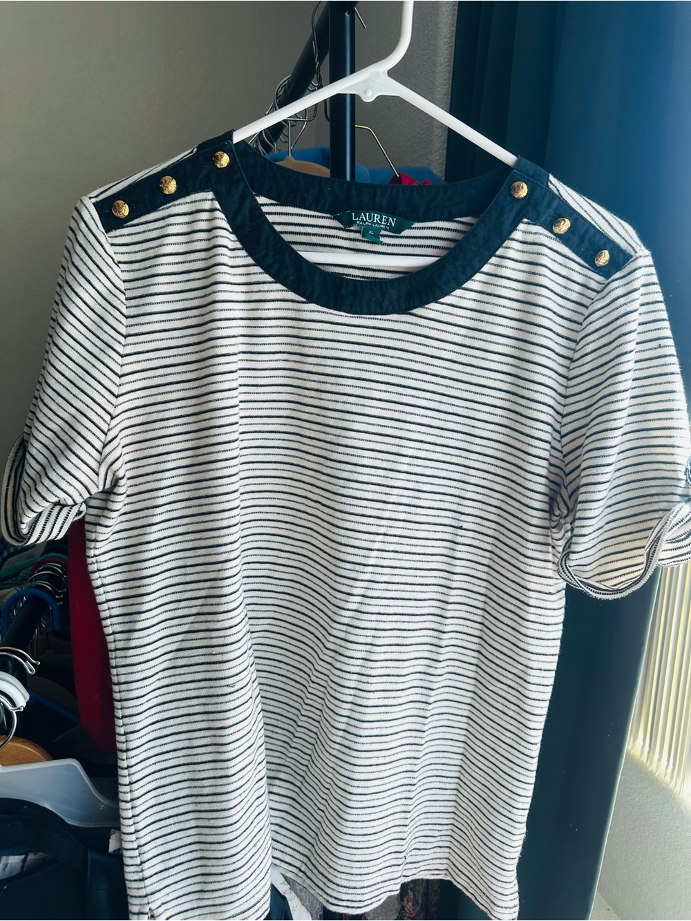 Ralph Lauren Striped Tee with Dark Navy Trim